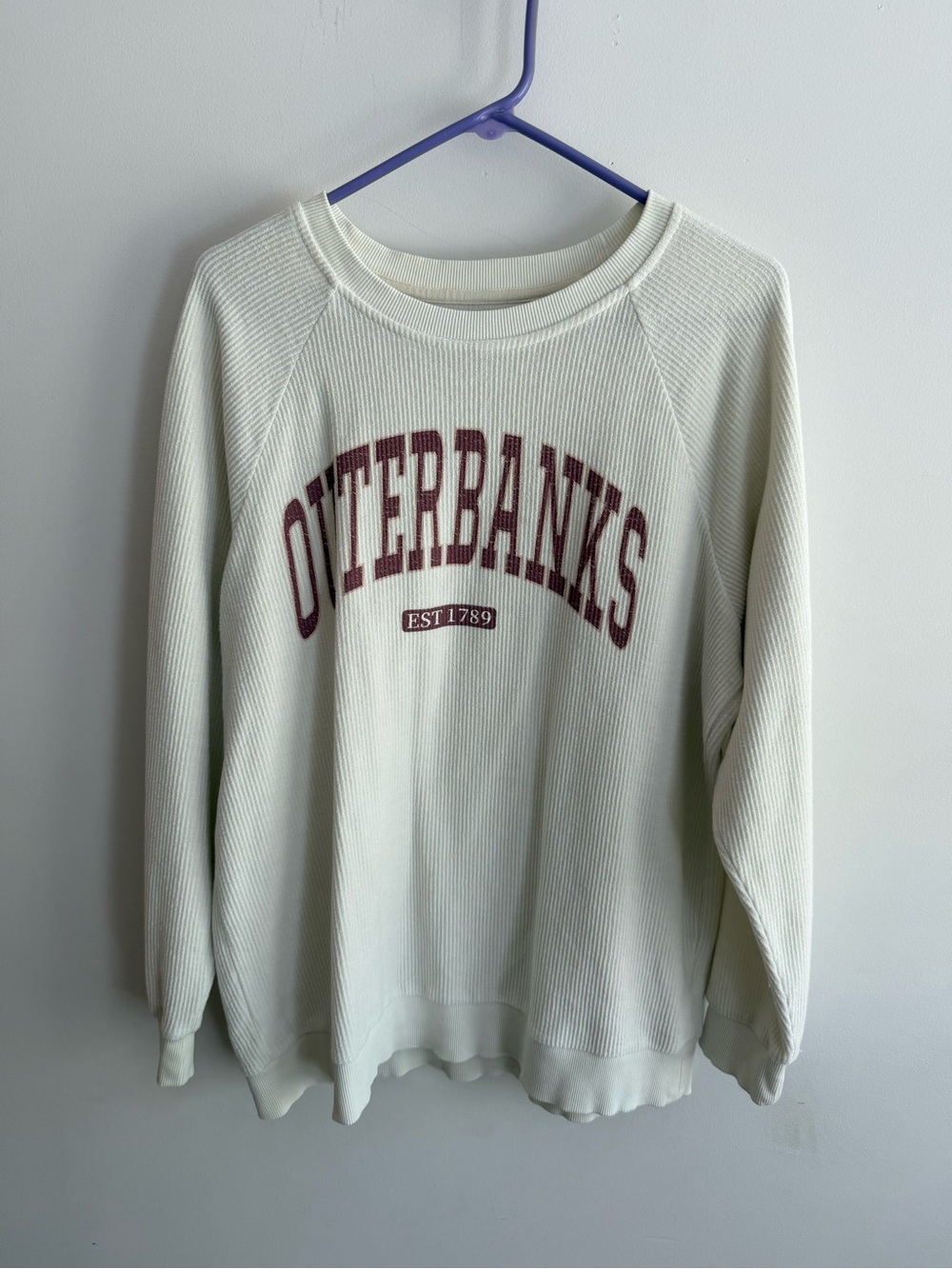 Women’s Altar’d State Outerbanks Cream Ribbed Crewneck Sweatshirt